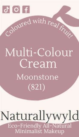 Moonstone multi-colour cream label with full ingredients list by Naturally Wyld