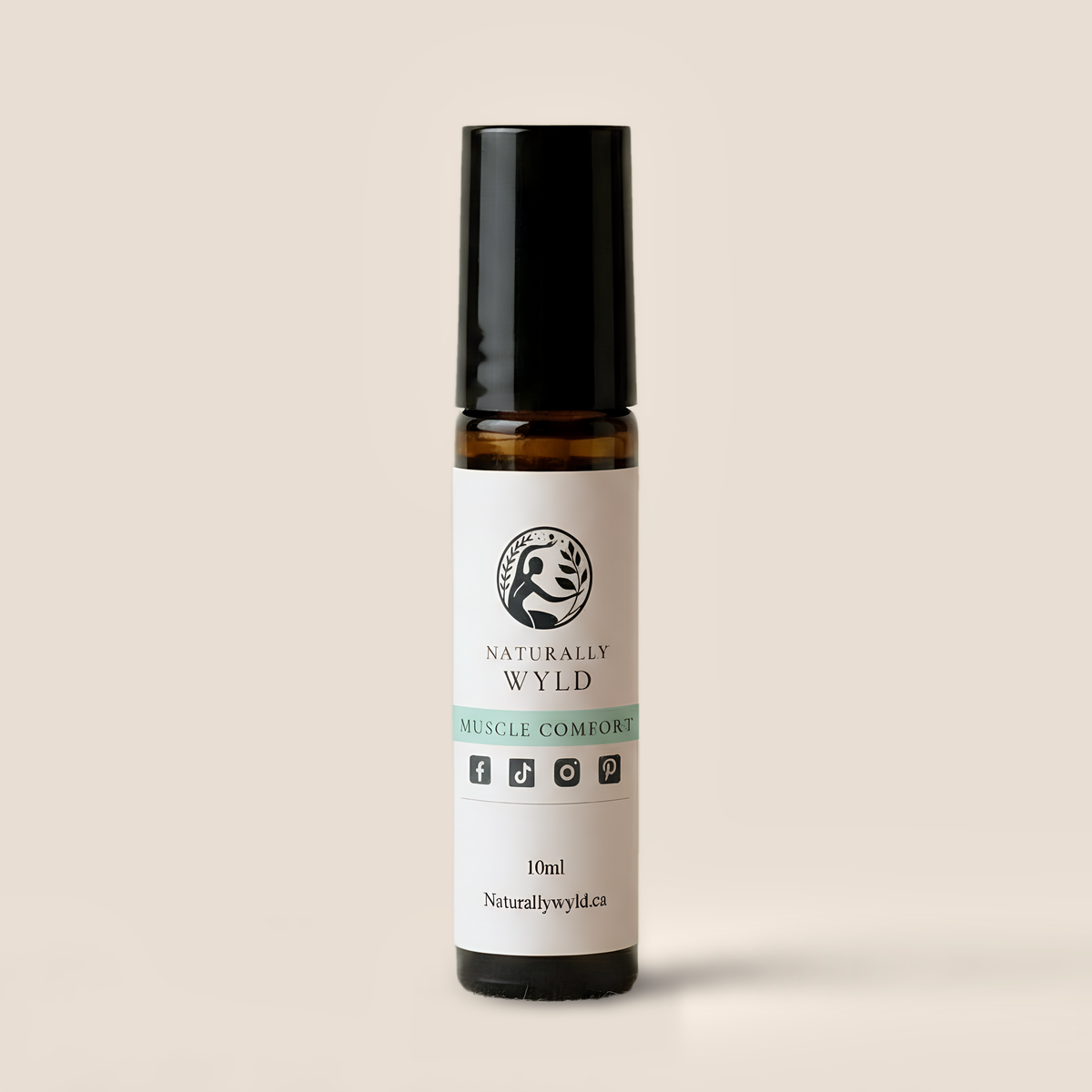 Muscle Comfort essential oil roll-on in 10ml amber glass bottle by Naturally Wyld