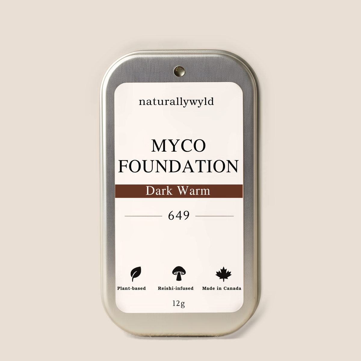 MYCO Foundation shade 649 Dark Warm closed tin