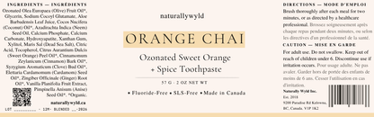 Orange Chai sweet orange and spice toothpaste label