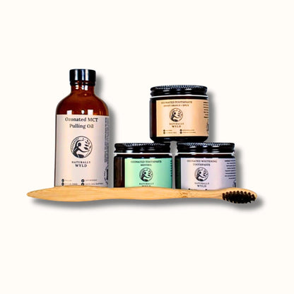 ozonated-oils-toothpaste-bundle, Dental Care Ozonated Oils plus bamboo toothbrush Naturally Wyld