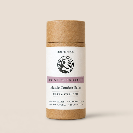 Post-Workout magnesium and lemongrass recovery muscle balm in 57g push-up tube by Naturally Wyld
