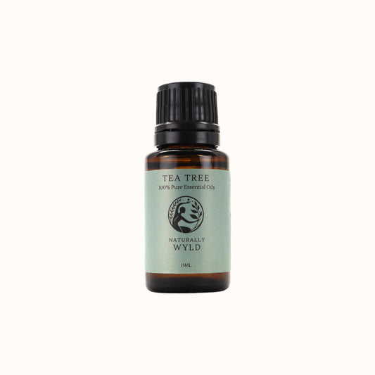 Pure Tea Tree Essential Oil 18ml – Fresh, herbaceous scent in amber glass bottle for diffuser or DIY use