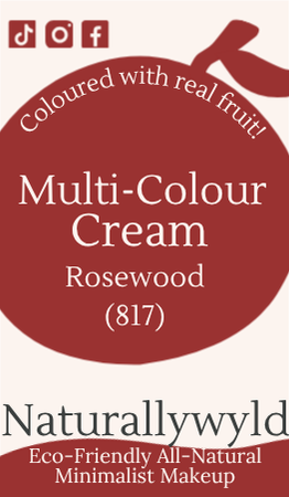 Rosewood multi-colour cream label with full ingredients list by Naturally Wyld