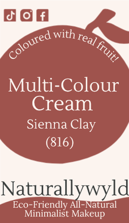 Sienna Clay multi-colour cream label with full ingredients list by Naturally Wyld