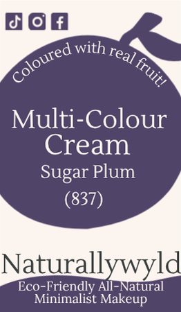 Sugar Plum multi-colour cream label with full ingredients list by Naturally Wyld
