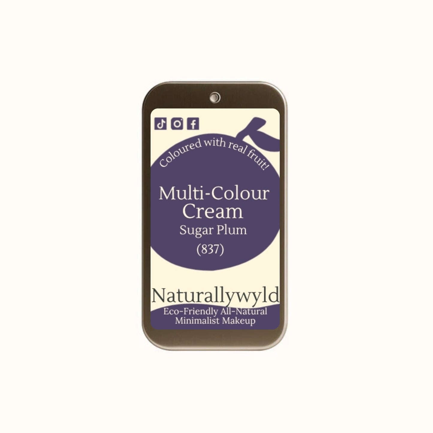 Sugar Plum multi-use cream in reusable tin – plastic-free, all-natural colour for lips, cheeks, and eyelids