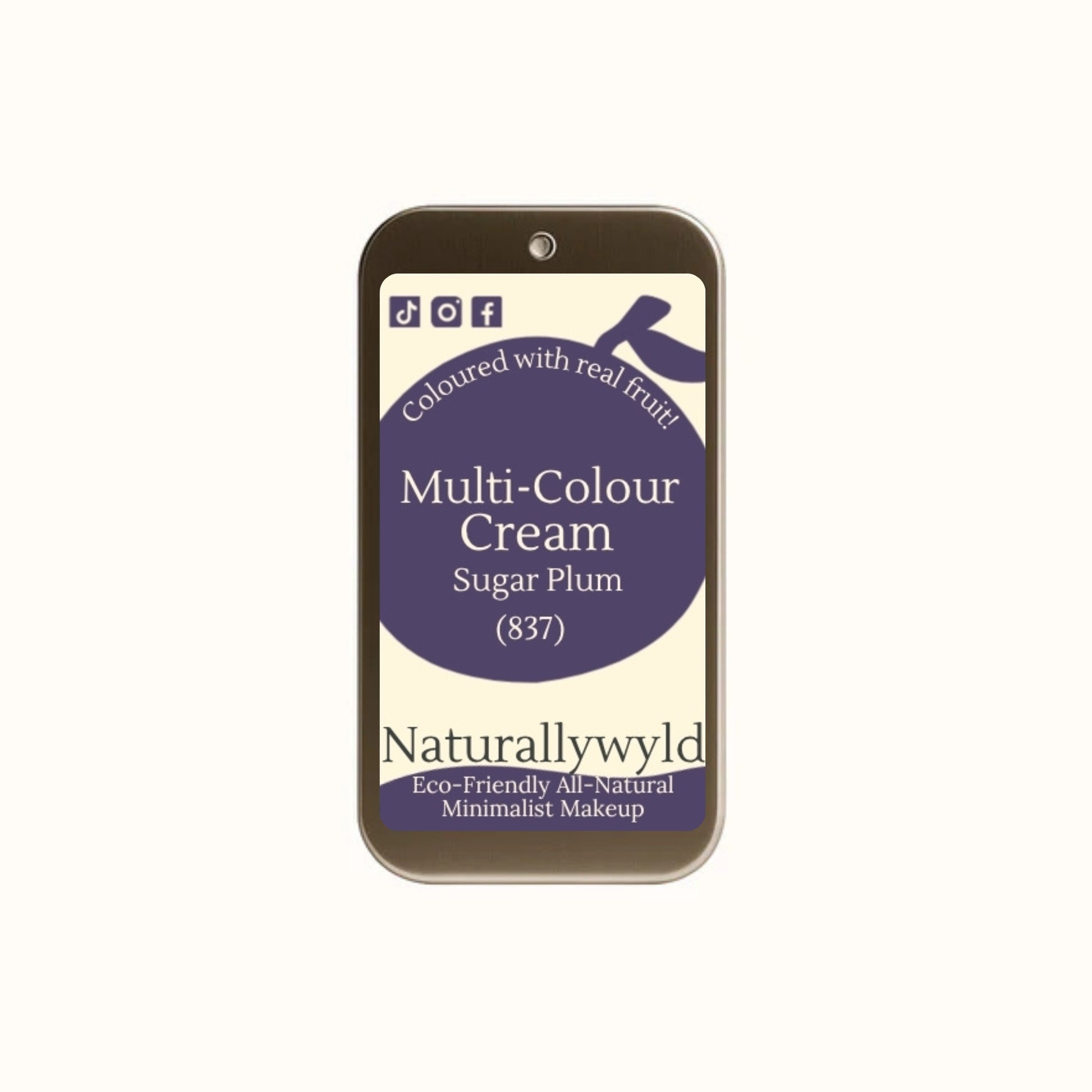 Sugar Plum multi-use cream in reusable tin – plastic-free, all-natural colour for lips, cheeks, and eyelids