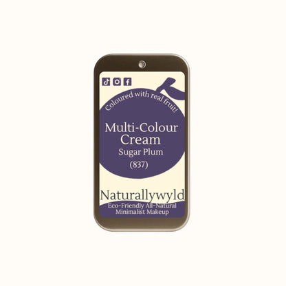 Sugar Plum multi-use cream in reusable tin – plastic-free, all-natural colour for lips, cheeks, and eyelids