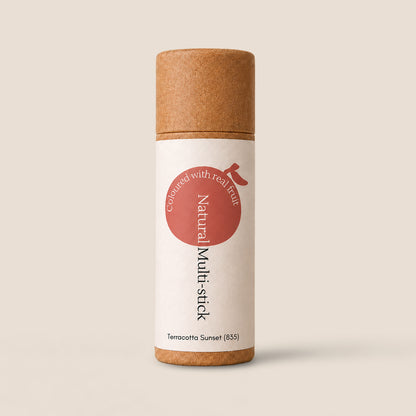 Terracotta Sunset fruit pigmented multi-stick – natural vegan cream stick for lips, cheeks, and eyes