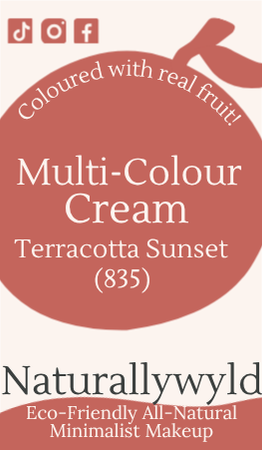 Terracotta Sunset multi-colour cream label with full ingredients list by Naturally Wyld