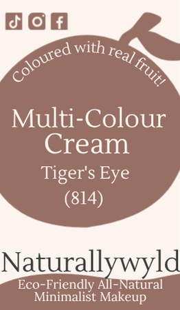 Tiger's Eye multi-colour cream label with full ingredients list by Naturally Wyld