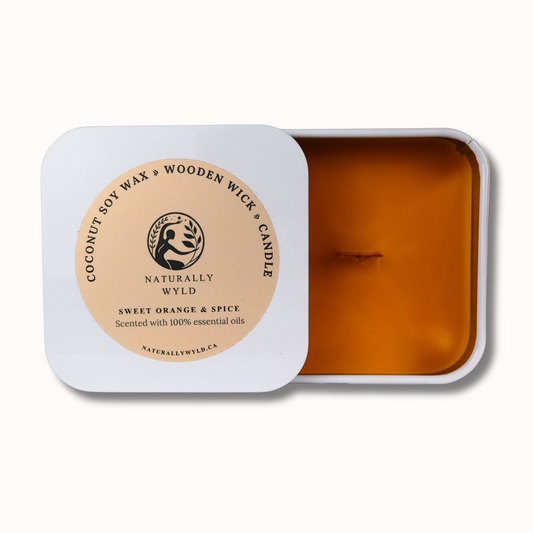 Naturally Wyld Orange Spice Coconut Soy Wax Wooden Wick Candle. Fragrance-Free Wood Wick Candles, Essential Oil Infused Candles, Clean Candles, Zero Fragrance Soy Candles, Canadian Natural Wooden Wick Candles 