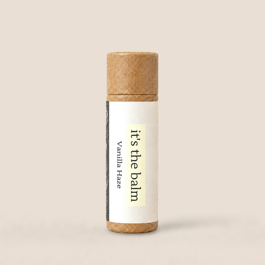 Vanilla Haze all-natural lip balm in 10g eco-friendly kraft tube by Naturally Wyld