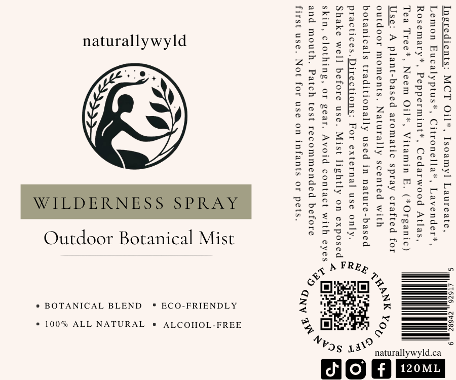 Wilderness Spray outdoor botanical mist label