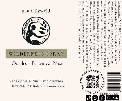 Wilderness Spray outdoor botanical mist label