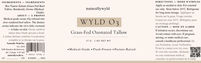 WYLD O3 grass-fed ozonated tallow label