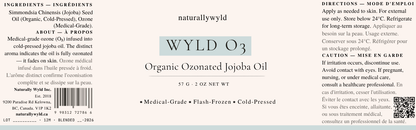 WYLD O3 ozonated jojoba oil label