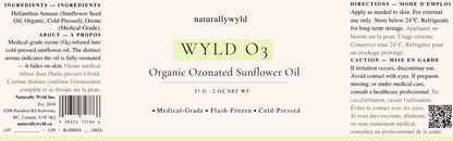 WYLD O3 ozonated sunflower oil label